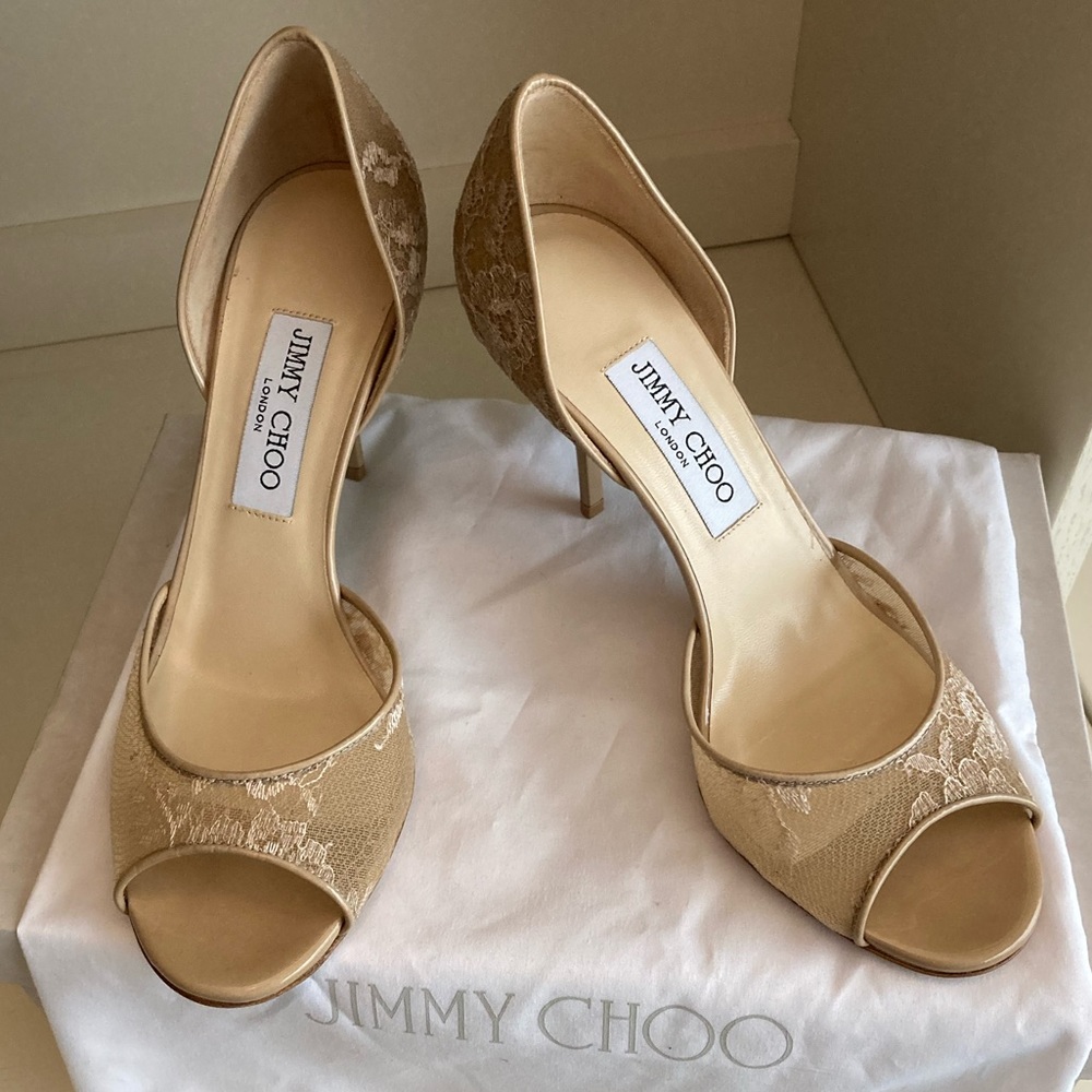 Jimmy Choo Lien Lace d’Orsay Pump, Nude - Picture 4 of 8